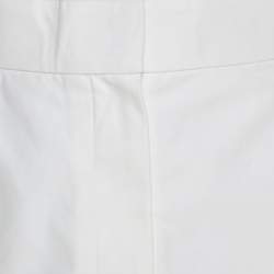 Victoria Victoria Beckham Cream Canvas Ruffled Hem Mini Skirt M