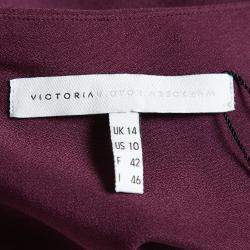 Victoria Victoria Beckham Purple and White Belted Shift Dress L