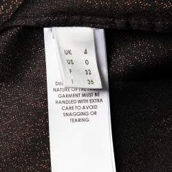 مملوكة مسبقًا Victoria Victoria Beckham Brown Lamé Long Sleeve Shirt XS