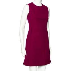 Pre Owned Victoria Victoria Beckham Purple Wool Short Sheath Dress S 