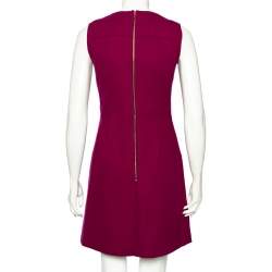 Pre Owned Victoria Victoria Beckham Purple Wool Short Sheath Dress S 