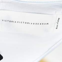 Pre Owned Victoria Victoria Beckham White & Blue Cotton Bow Detail Shirt M