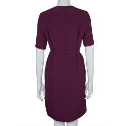 مملوكة مسبقًا فستان فيكتوريا فيكتوريا بيكهام واسع بنفسجي وأبيض بحزام S