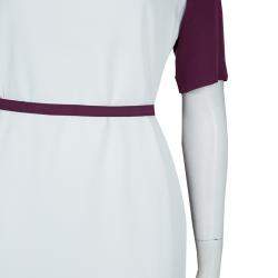 مملوكة مسبقًا فستان فيكتوريا فيكتوريا بيكهام واسع بنفسجي وأبيض بحزام S