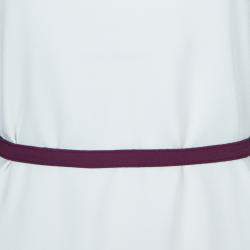 مملوكة مسبقًا فستان فيكتوريا فيكتوريا بيكهام واسع بنفسجي وأبيض بحزام S