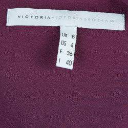 مملوكة مسبقًا فستان فيكتوريا فيكتوريا بيكهام واسع بنفسجي وأبيض بحزام S