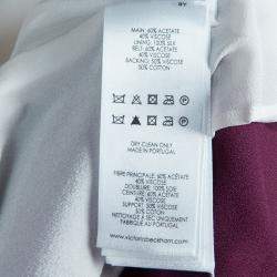 مملوكة مسبقًا فستان فيكتوريا فيكتوريا بيكهام واسع بنفسجي وأبيض بحزام S