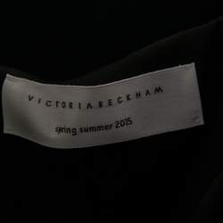Pre Owned Victoria Beckham Black Floral Printed Jacquard Organza Strapless Dress L