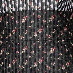 Pre Owned Victoria Beckham Black Floral Printed Jacquard Organza Strapless Dress L