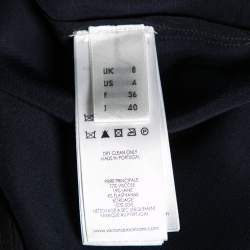 Pre Owned Victoria Victoria Beckham Navy Blue Crepe Contrast Trimmed Belted Top S