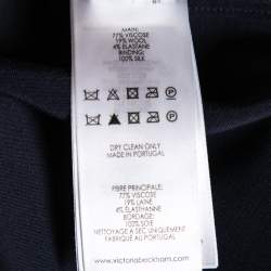 Pre Owned Victoria Victoria Beckham Navy Blue Crepe Contrast Trimmed Belted Top S