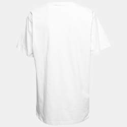 Pre Owned Victoria Victoria Beckham White Printed Cotton Short Sleeve T-Shirt S
