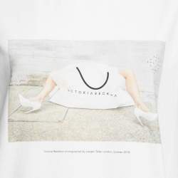 Pre Owned Victoria Victoria Beckham White Printed Cotton Short Sleeve T-Shirt S