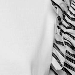 Pre Owned Victoria Victoria Beckham White Cotton Striped Ruffle-Sleeve Top S