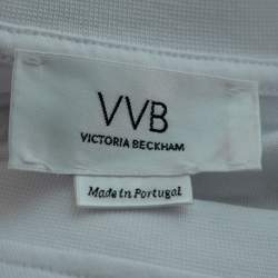 Pre Owned Victoria Victoria Beckham White Cotton Striped Ruffle-Sleeve Top S