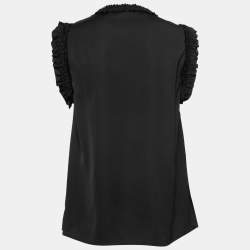 Pre Owned Victoria Victoria Beckham Black Silk Ruffled Top M