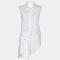 Pre Owned Victoria Victoria Beckham White Cotton Asymmetrical Hem Shirt S