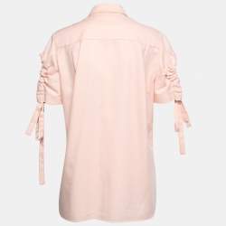 مملوكة مسبقًا Victoria Victoria Beckham Light Pink Cotton Ruched Sleeve Detail Shirt M