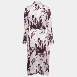 Pre Owned Victoria Victoria Beckham Purple Abstract Print Chiffon Shirtdress M