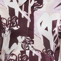 Pre Owned Victoria Victoria Beckham Purple Abstract Print Chiffon Shirtdress M