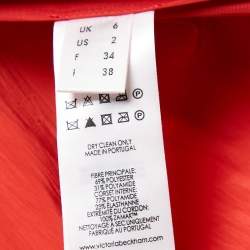 Victoria Victoria Beckham Red Taffeta Pleated Drawstring Midi Skirt S