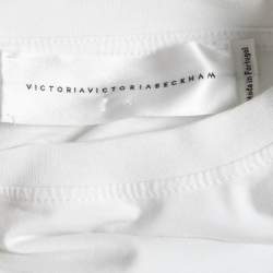 Victoria Victoria Beckham White Cotton Drape Detail T-Shirt S