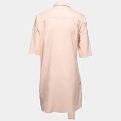 Victoria Victoria Beckham Dusty Pink Stretch Crepe Tie Up Detailed Shirt Dress 