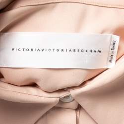 Victoria Victoria Beckham Dusty Pink Stretch Crepe Tie Up Detailed Shirt Dress 