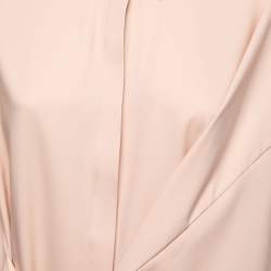 Victoria Victoria Beckham Dusty Pink Stretch Crepe Tie Up Detailed Shirt Dress 