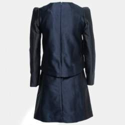 Victoria Victoria Beckham Black/Navy Blue Jacquard Satin Two Piece Dress S