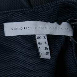 Victoria Victoria Beckham Black/Navy Blue Jacquard Satin Two Piece Dress S