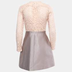 Pre Owned Victoria Victoria Beckham Beige/Grey Lace Mini Dress M