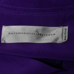 Pre Owned Victoria Victoria Beckham Purple Silk Gathered Waist Detail Midi Dress S