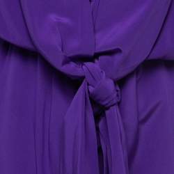 Pre Owned Victoria Victoria Beckham Purple Silk Gathered Waist Detail Midi Dress S