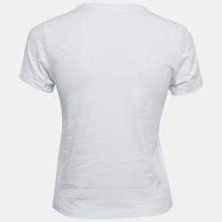 Pre Owned Victoria Victoria Beckham White Love Print Cotton Crew Neck Short Sleeve T-Shirt S