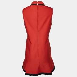 Victoria Victoria Beckham Brick Red Cotton Blend Flounce Hem Mini Dress M