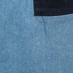 Pre Owned Victoria Victoria Beckham Blue Patched Denim Sleeveless Mini Dress S