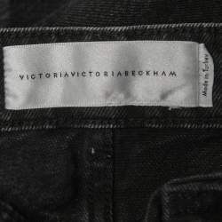 مملوكة مسبقًا Victoria Victoria Beckham Black Denim Frayed Hem Jeans S