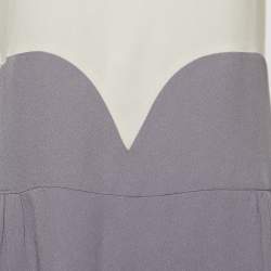 Pre Owned Victoria Victoria Beckham Cream/Grey Crepe Puff Sleeve Mini Dress M