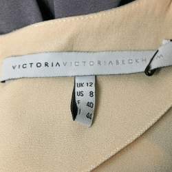 Victoria Victoria Beckham Cream/Grey Crepe Puff Sleeve Mini Dress M