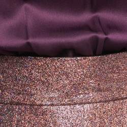 Pre Owned Victoria Victoria Beckham Purple & Metallic Lamé Midi Dress S