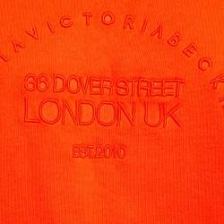 Pre Owned Victoria Victoria Beckham Orange Logo Embroidered Cotton Sweatshirt XS
