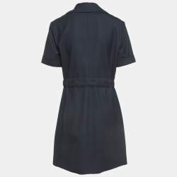 Pre Owned Victoria Victoria Beckham Navy Blue Wool Blend Zip-Up Mini Dress L