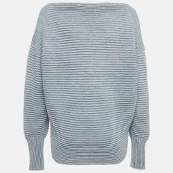 Pre Owned Victoria Victoria Beckham Grey Ribbed Knit Sweater L