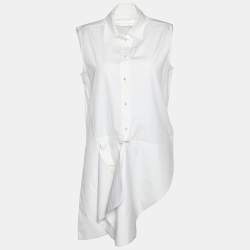 Pre Owned Victoria Victoria Beckham White Cotton Asymmetrical Hem Shirt S 