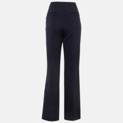 Pre Owned Victoria Victoria Beckham Navy Blue Crepe Flared Trousers M
