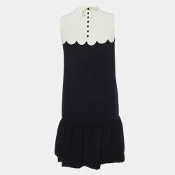 Pre Owned Victoria Victoria Beckham Monochrome Crepe Sleeveless Dress S