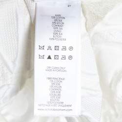 Pre Owned Victoria Victoria Beckham White Embossed Floral Jacquard Flared Dress M