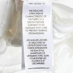 Pre Owned Victoria Victoria Beckham White Embossed Floral Jacquard Flared Dress M
