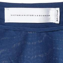 Pre Owned Victoria Victoria Beckham Navy Blue Silk & Cotton V-Neck Jumpsuit M